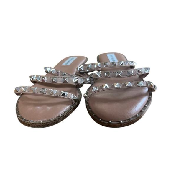Steve Madden Lodell Studded Slip On Flat Sandals Tan Women's Size 8 - Picture 2 of 11